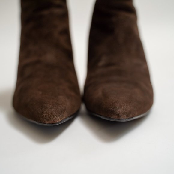 Cole Haan "Rea Short Boot" Dark Chocolate Suede - Picture 2 of 11